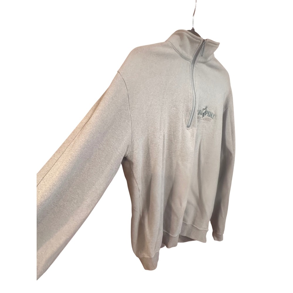 Straight Down Cal Poly Mustangs Quarter Zip Pullover Tan Cotton Mens Small - Picture 6 of 11